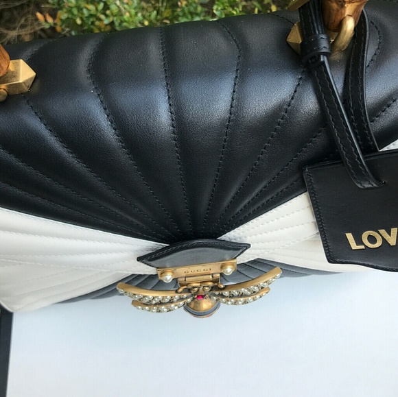 GUCCI Queen Margaret Black & White Handbag - Picture 2 of 4